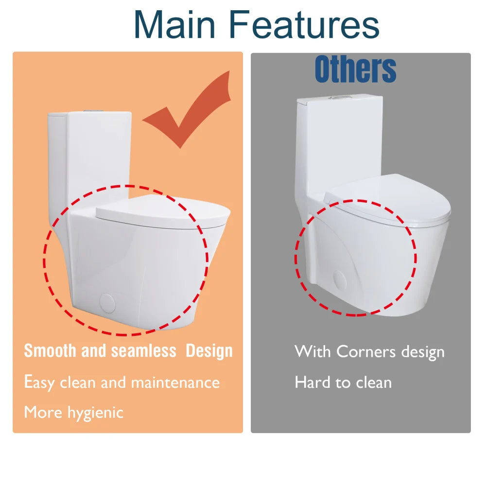 Elongated One Piece Toilet  Water Saving