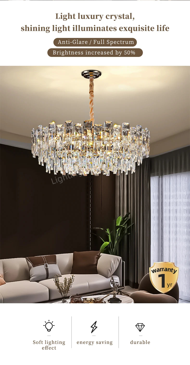 Modern Led Ceiling Hanging Crystal Chandelier