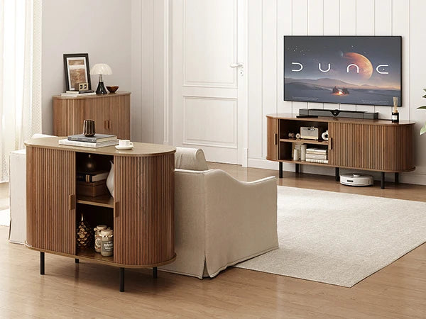Entertainment Center Table with Sliding Doors