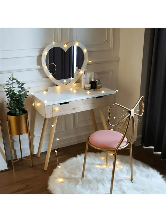 Makeup Vanity Girl Chairs Stool with Bow Knot Backrest