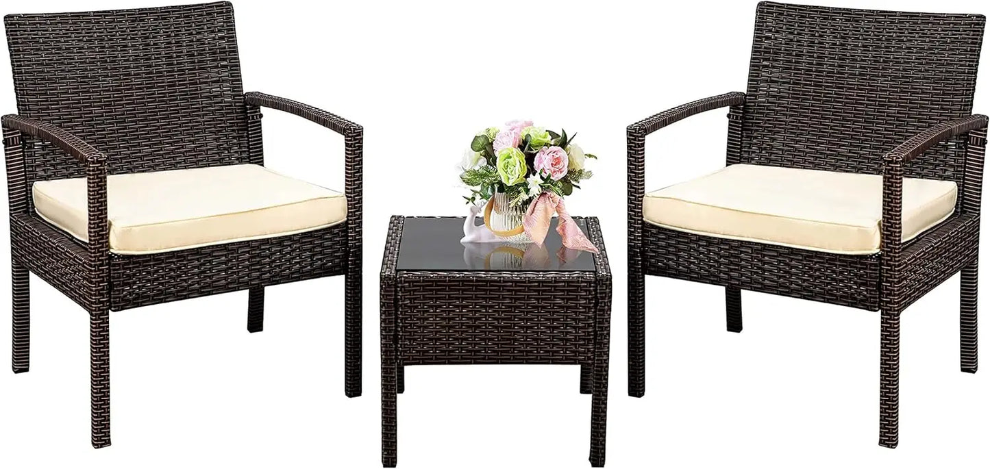 Outdoor Patio Furniture Conversation Set with Soft Cushion