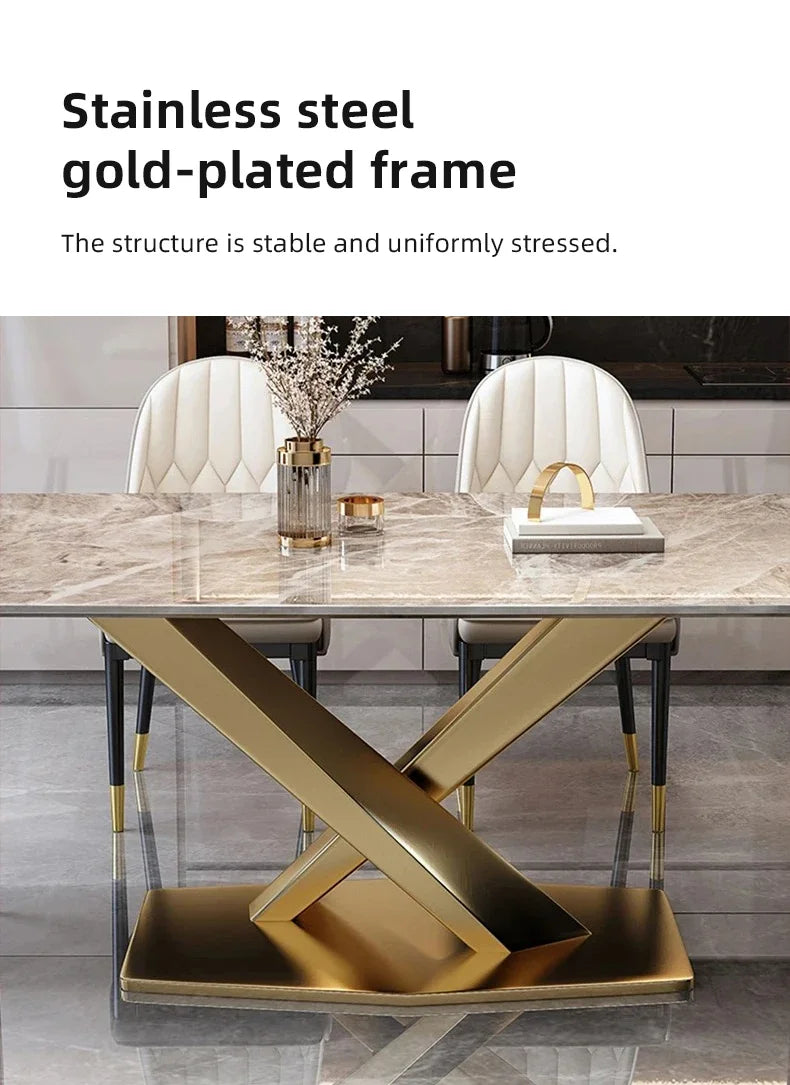 Thick Solid Center Steel Luxury Dining Table