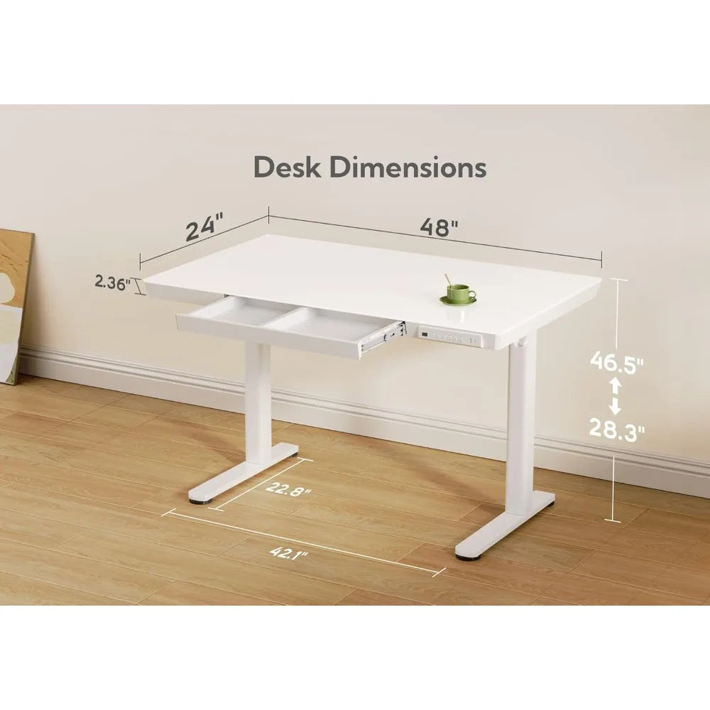 Glass Standing Desk with Drawers