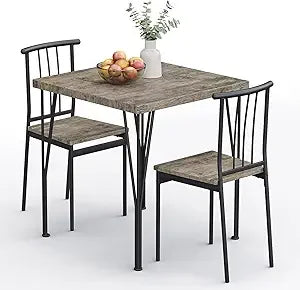 Modern Wood and Metal Dining Table Set