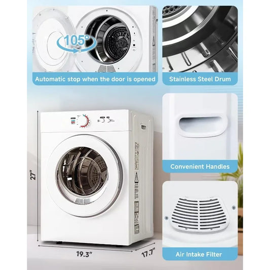 Compact Dryer with Stainless Steel Tub Front Load Tumble