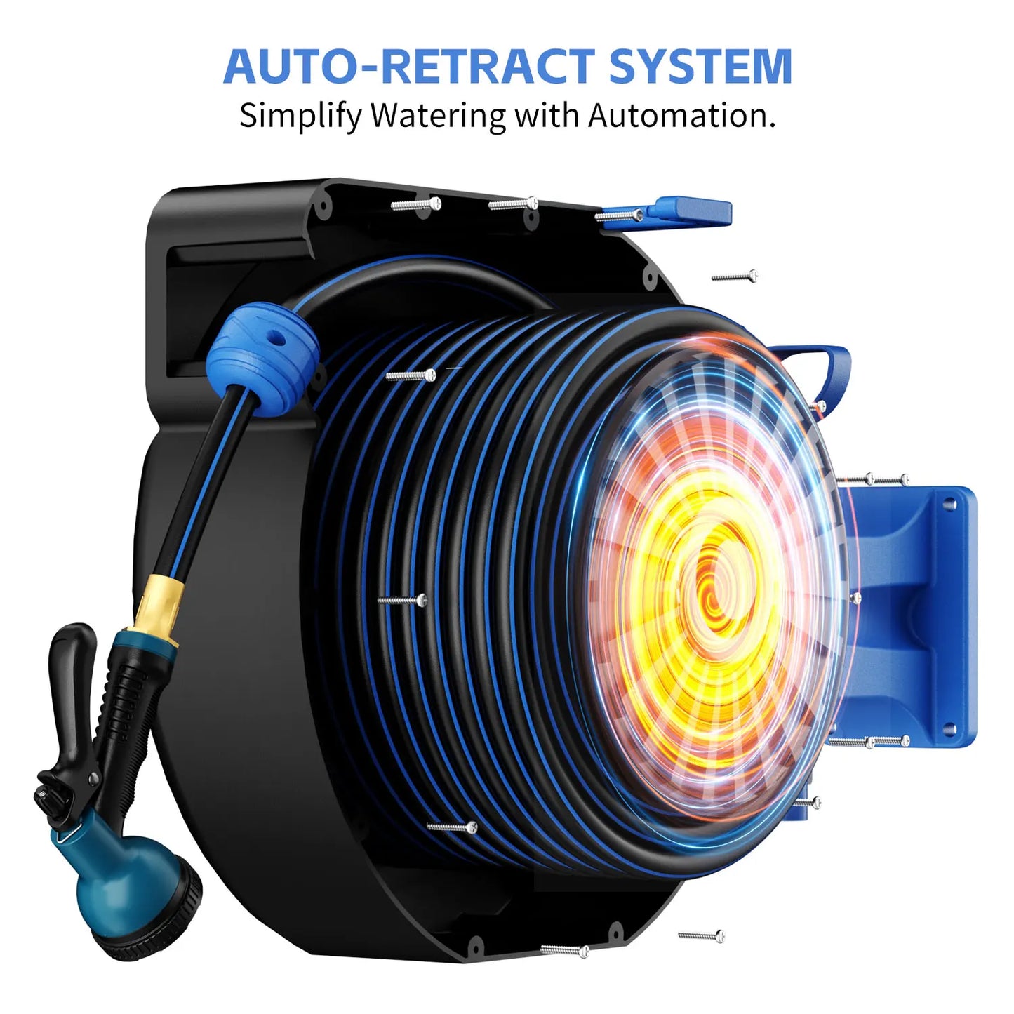 Retractable Garden Hose Reel, Hose Locking Mechanism