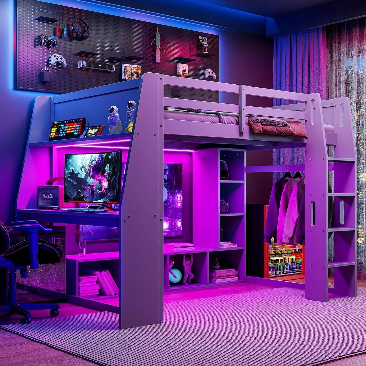 Full Wood Gaming Loft Bed