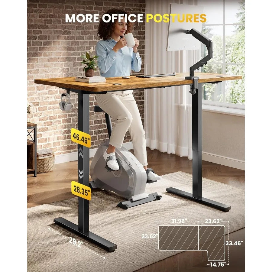 L-Shaped Electric Sit-Stand Computer Table with Memory Controller