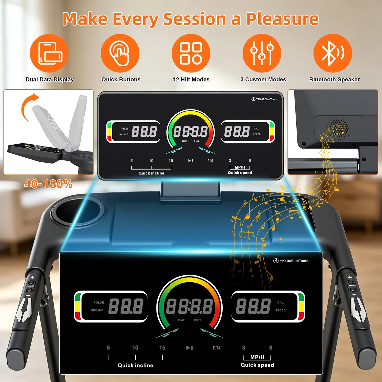 Home Foldable Treadmill with Wide Running Belt