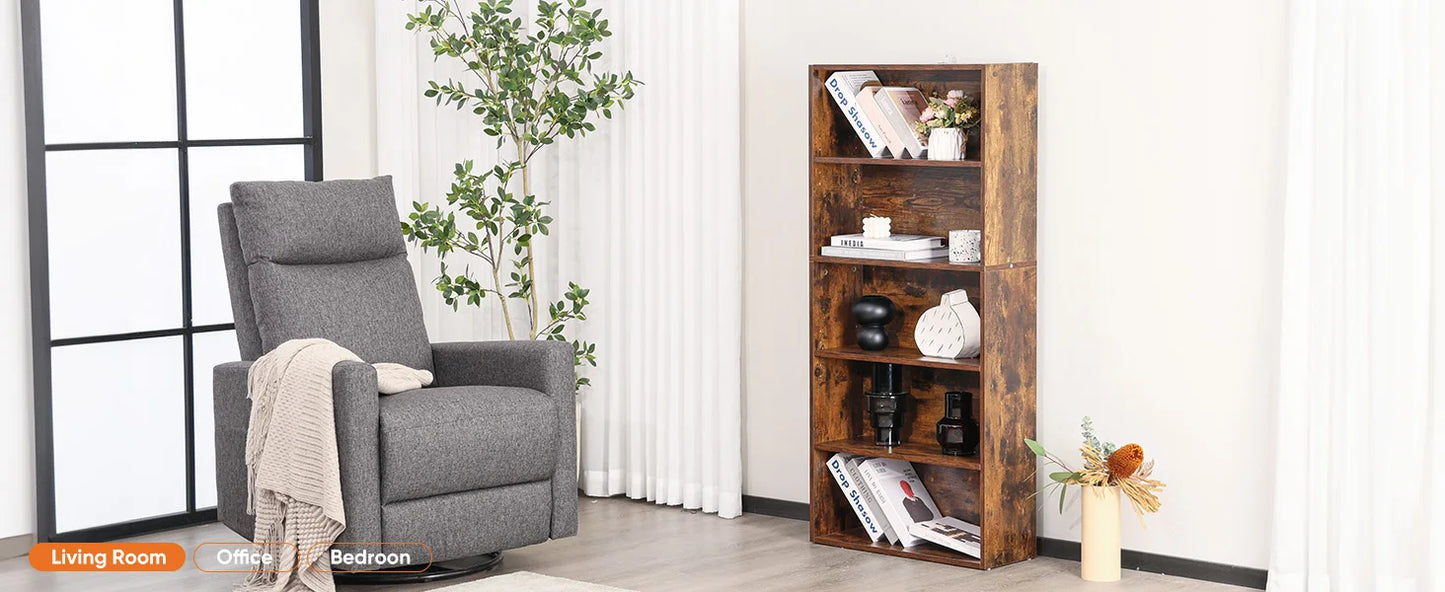 Wooden Tall Floor Standing Open Bookshelf