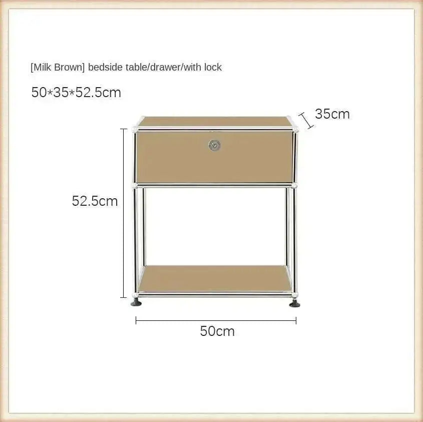 Modern Stainless Steel Medieval Nightstand Storage Nightstand