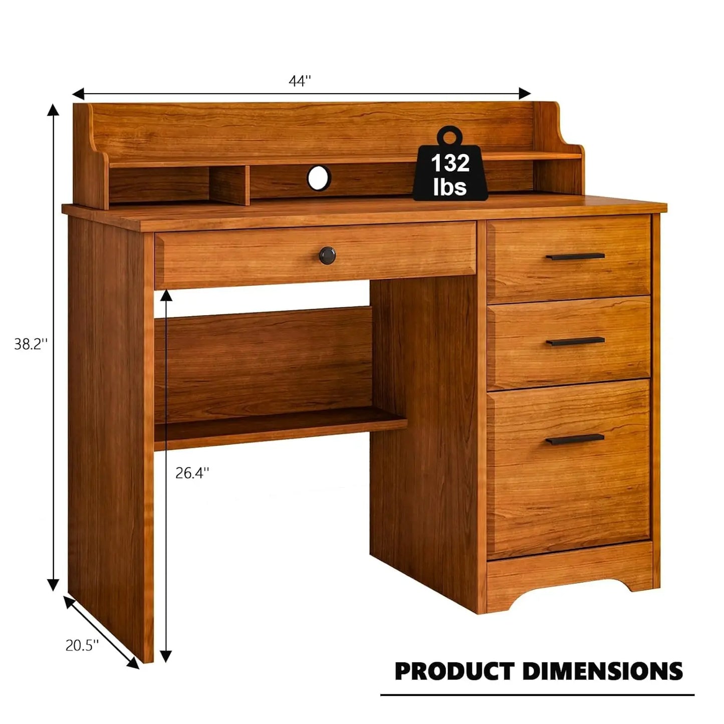 Computer Desk with File Cabinet & Monitor Stand