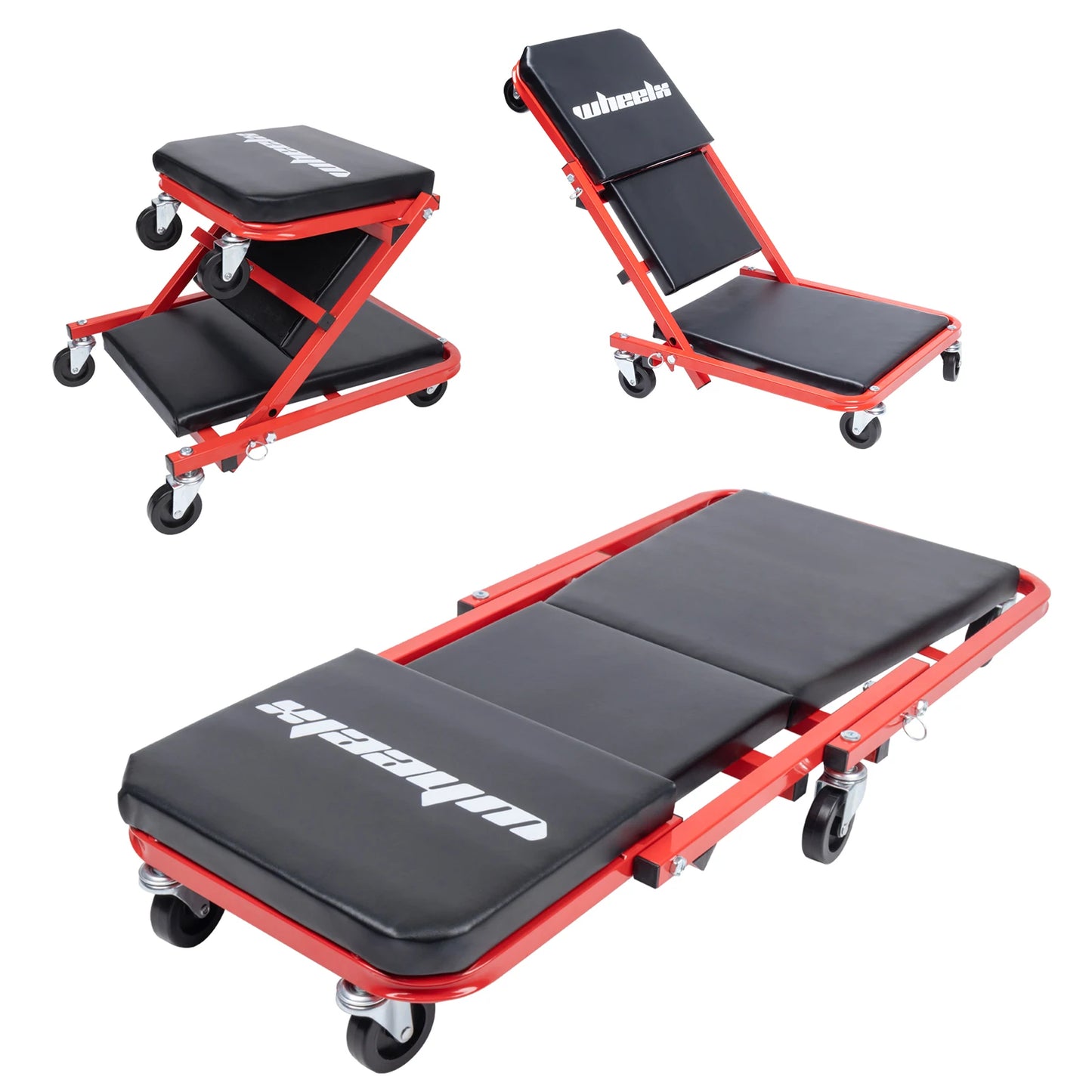 Foldable Garage Chair Lay Down Sit Lean Back
