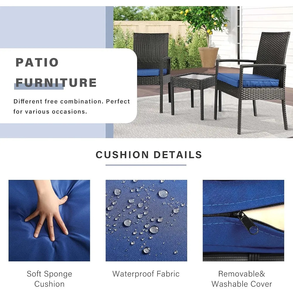 Outdoor Patio Furniture Conversation Set with Soft Cushion