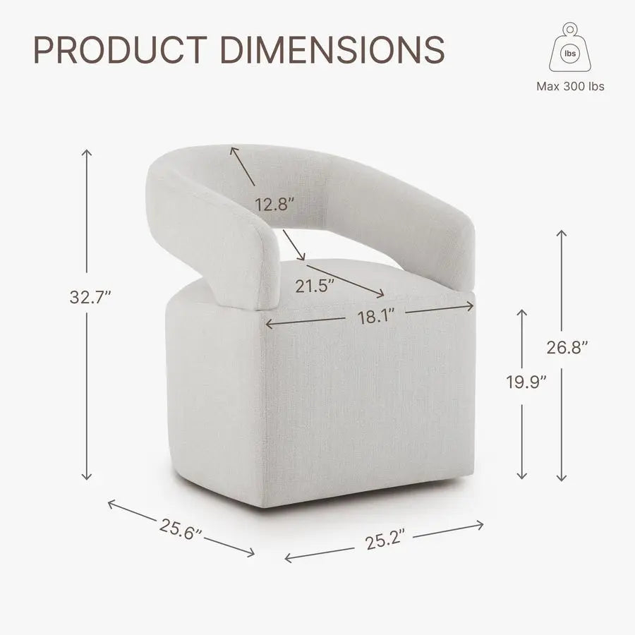 Modern Barrel Side Armchair with Rollers
