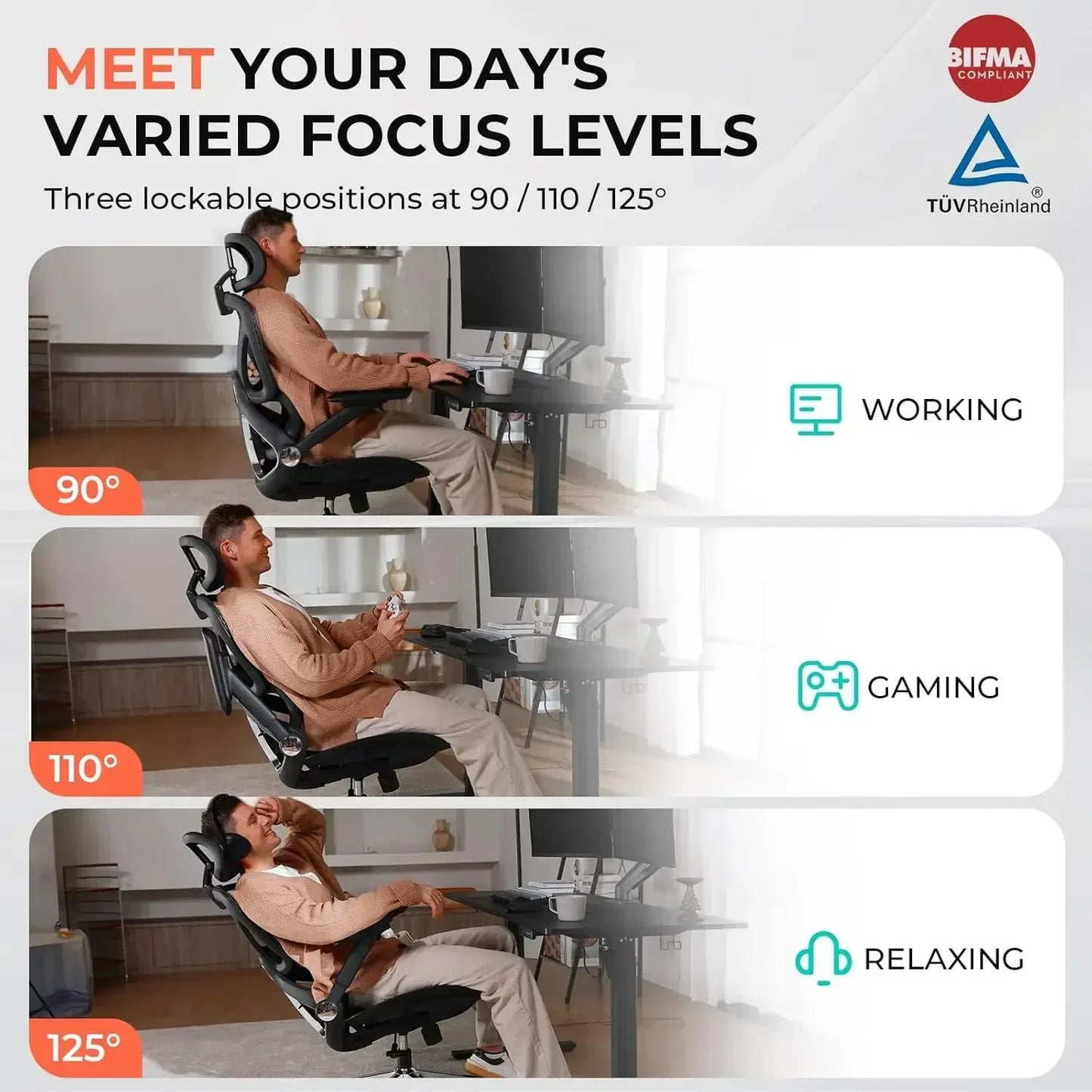 Ergonomic Mesh Office Chair with 3D Headrest