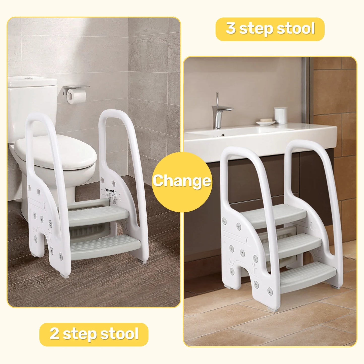Toddler Step Stool with Handles Sides