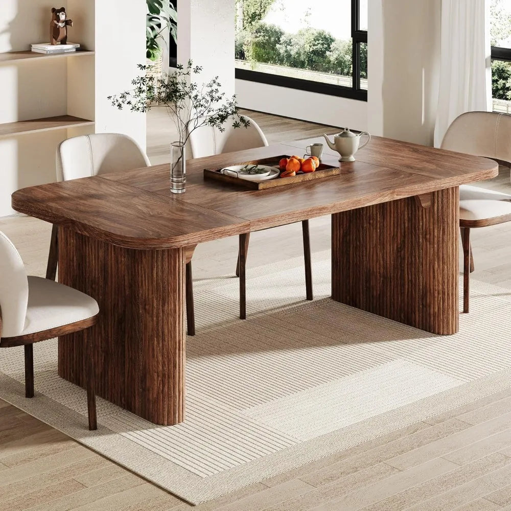 Modern Dining Table with Double Robust Pedestal