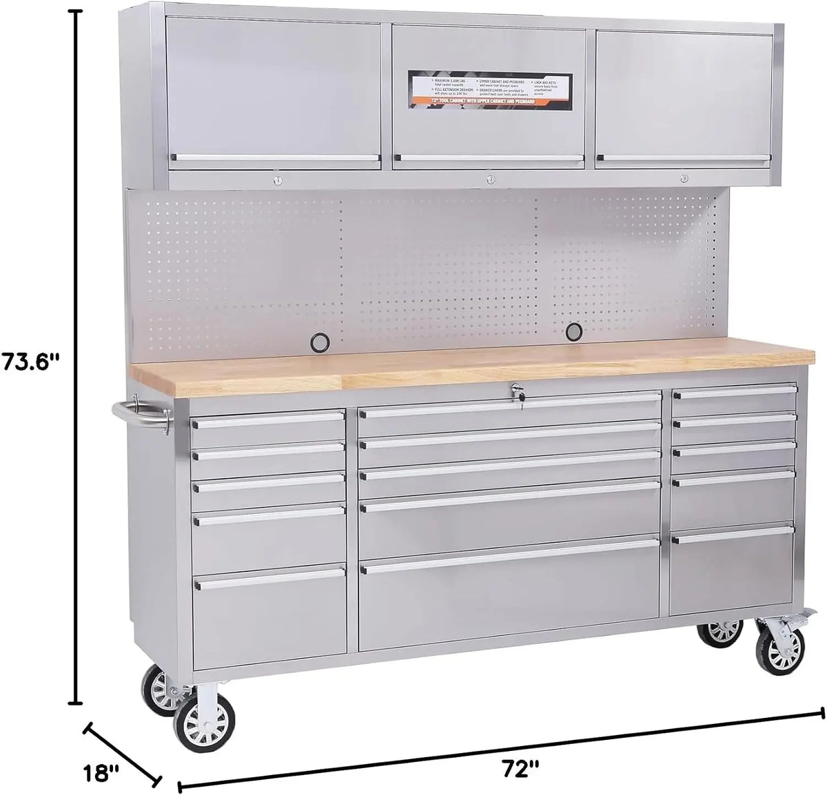 Heavy-Duty Rolling Tool Cabinet with Lockable Wheels