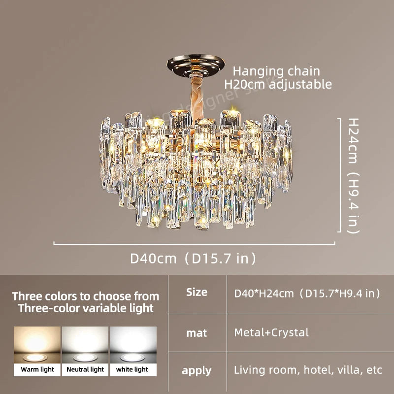 Modern Led Ceiling Hanging Crystal Chandelier