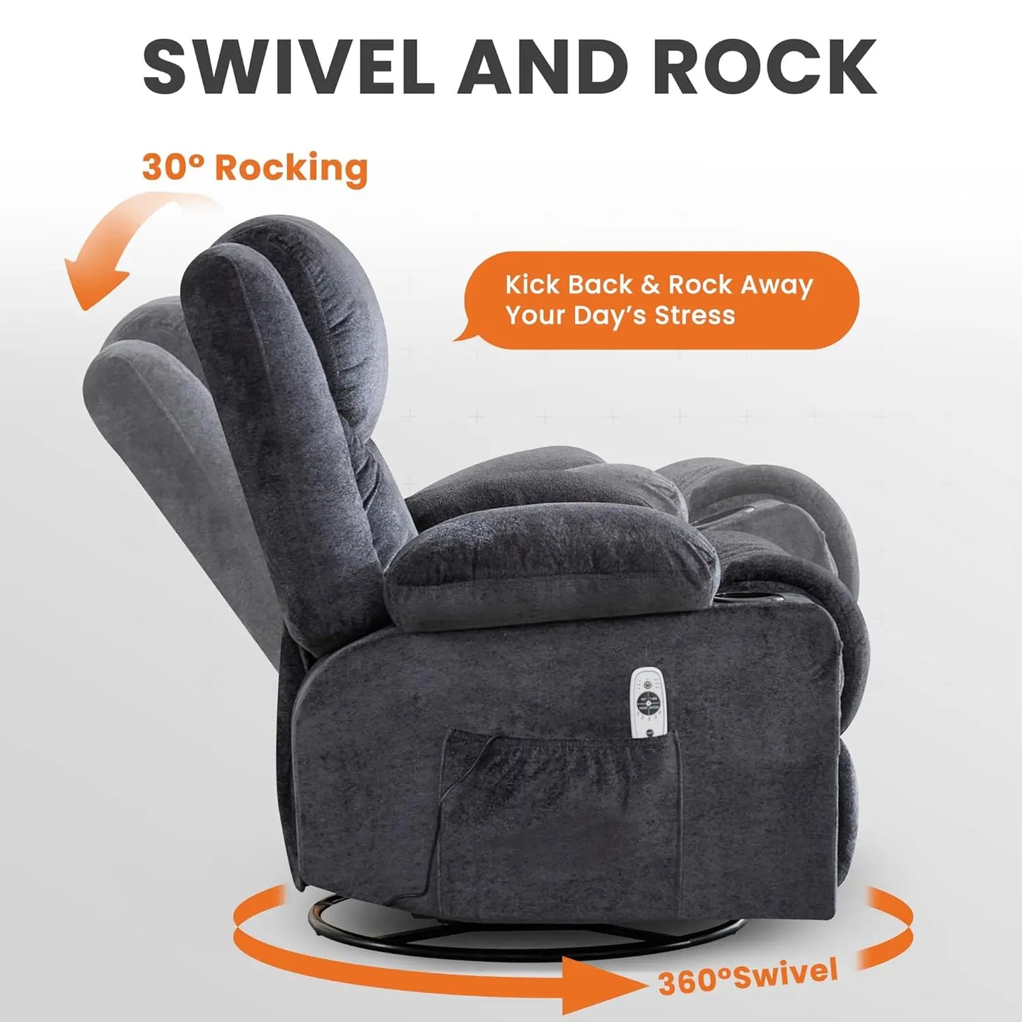 Swivel Recliner Chair w/ Massage & Heat