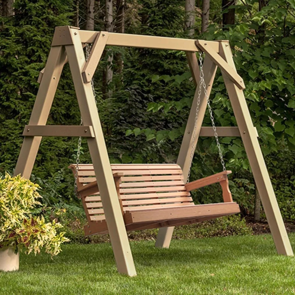 Porch Swing with 2-Person Poly Lumber Outdoor Porch Swing