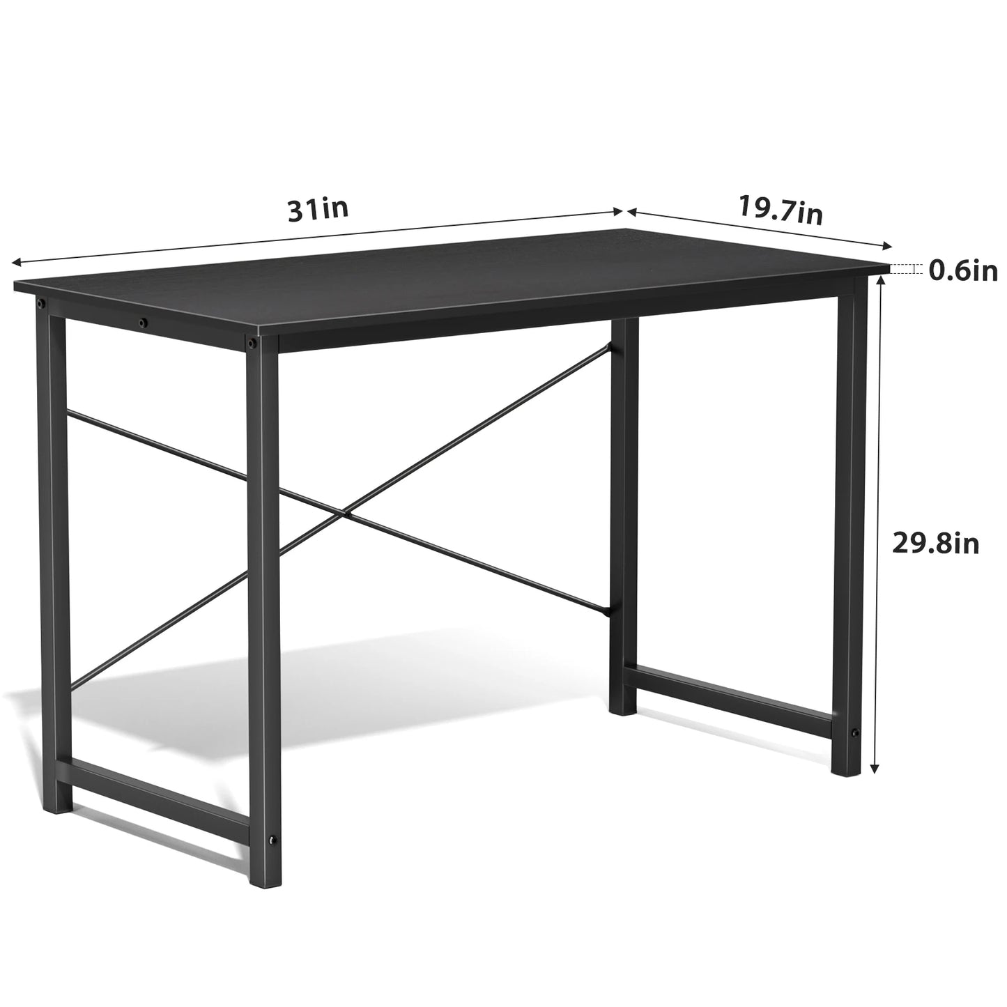 Computer Office Desk With Metal Frame Wood Tabletop