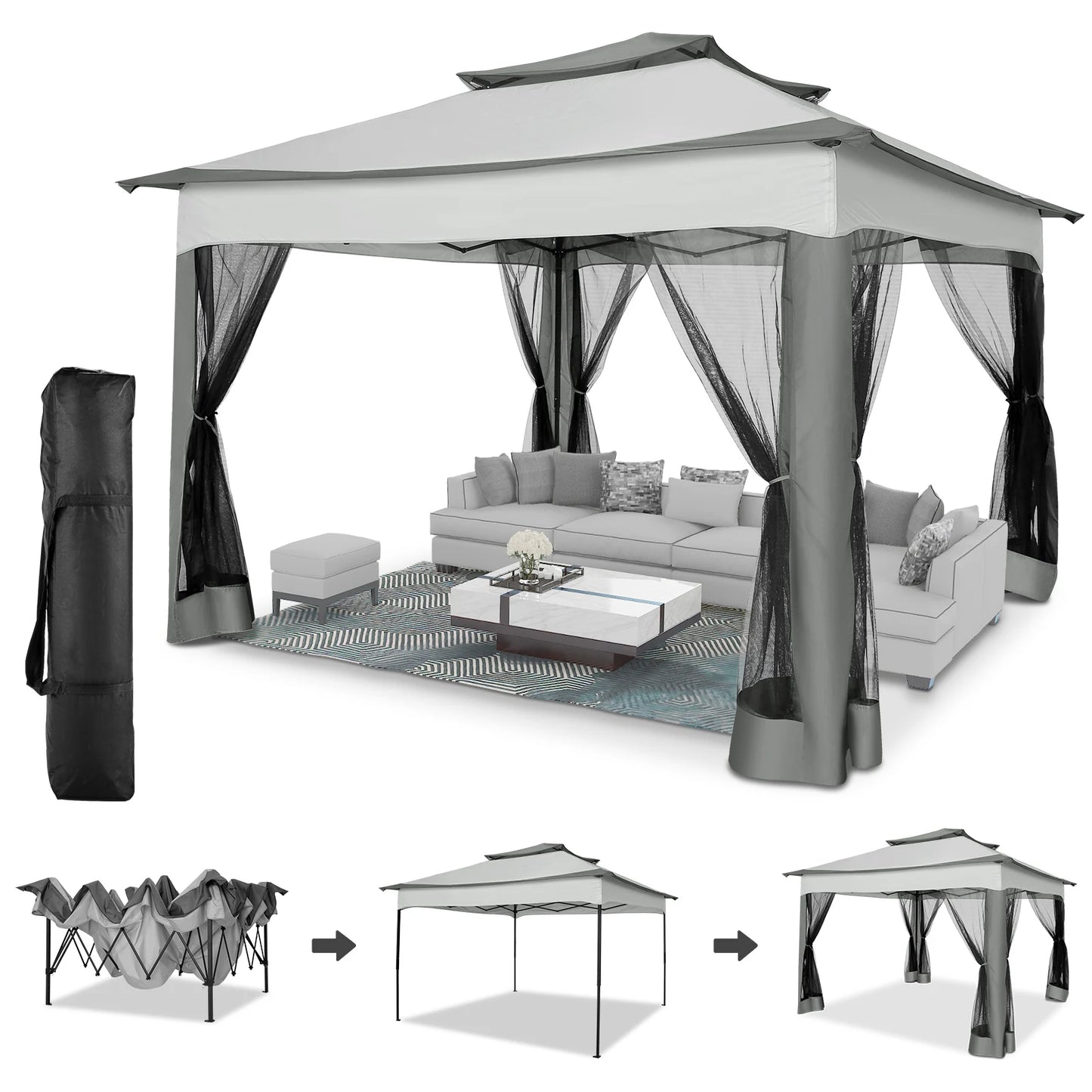 Pop up Gazebo with Mosquito Netting Canopy Tent