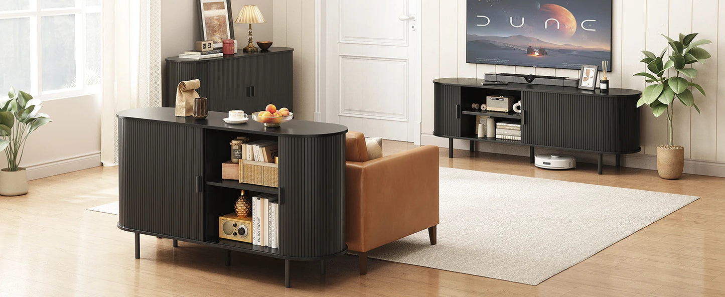 Entertainment Center Table with Sliding Doors