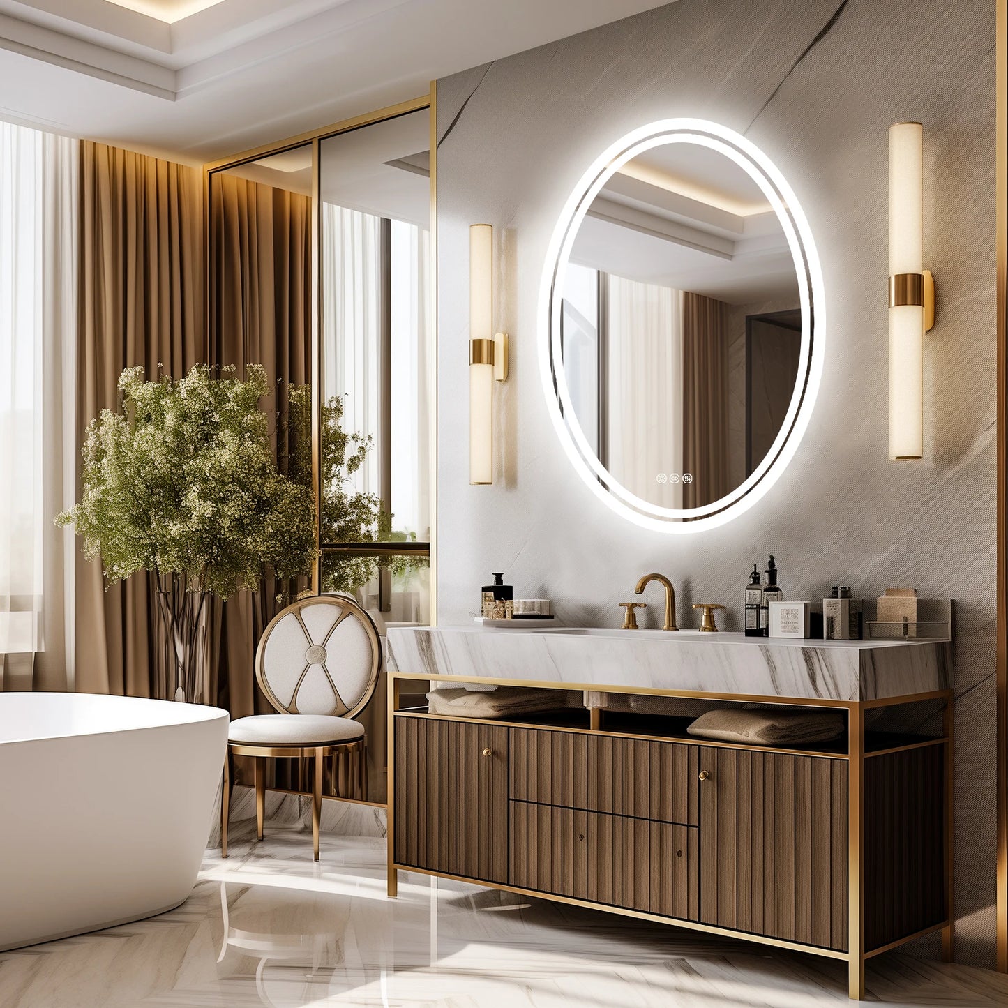Backlit Round Vanity Mirror with Dimmable Lights