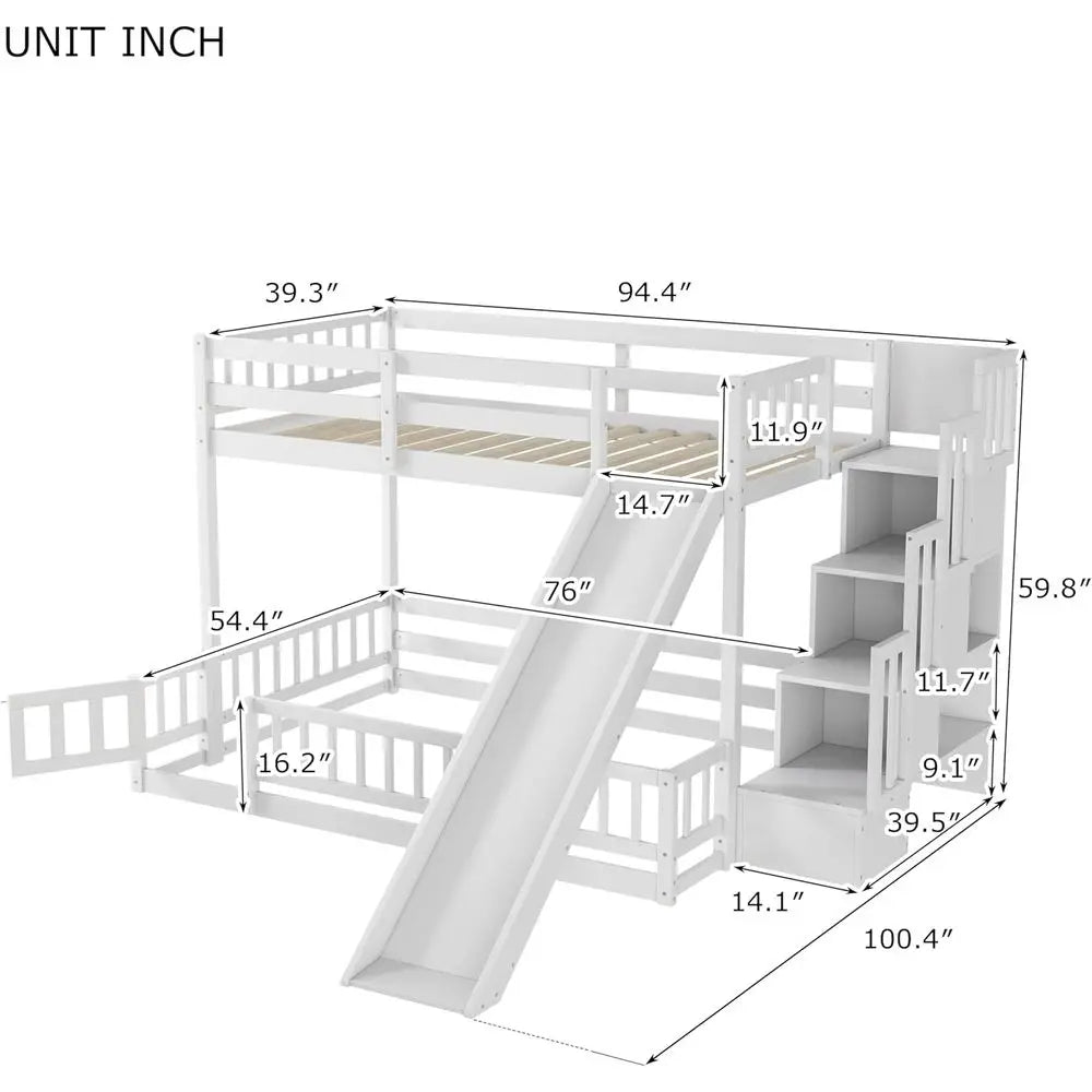 Twin Over Full Bunk Bed with Slide