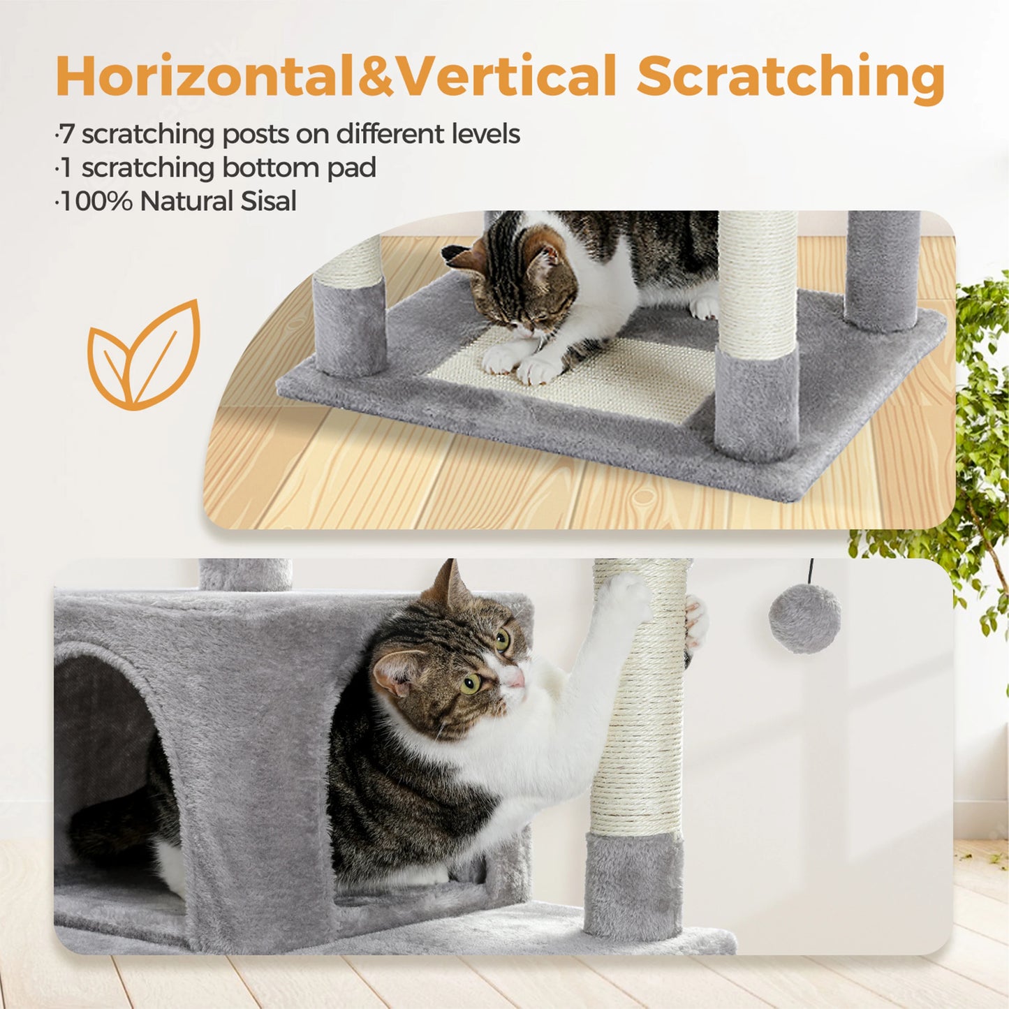 Multi-Level Plush Cat Condo with Scratching Posts