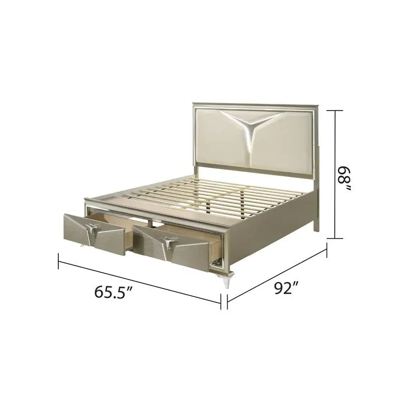 Modern Bedroom Set with LED Headboard & Wooden Frame
