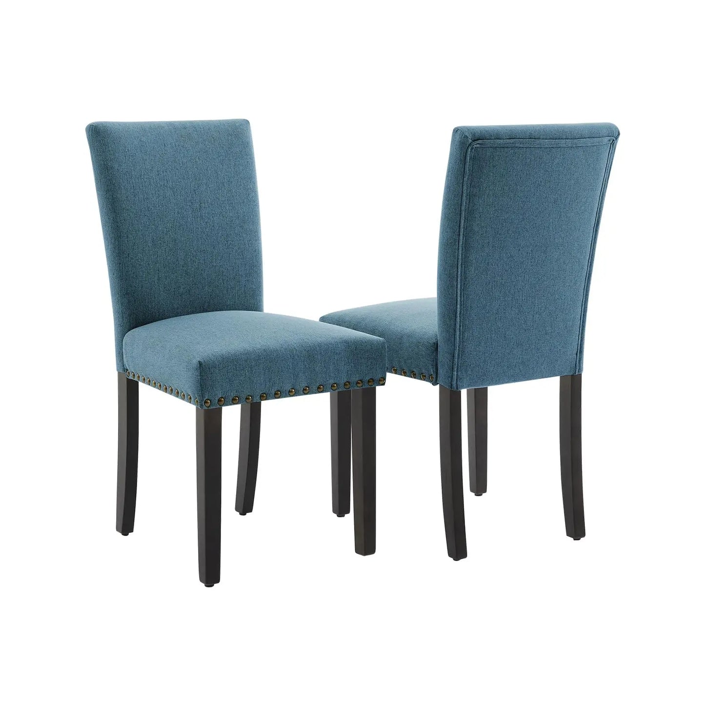 Upholstered Parsons Fabric Diner Dining Chairs with Nailhead Trim/Sturdy Wood Legs Set