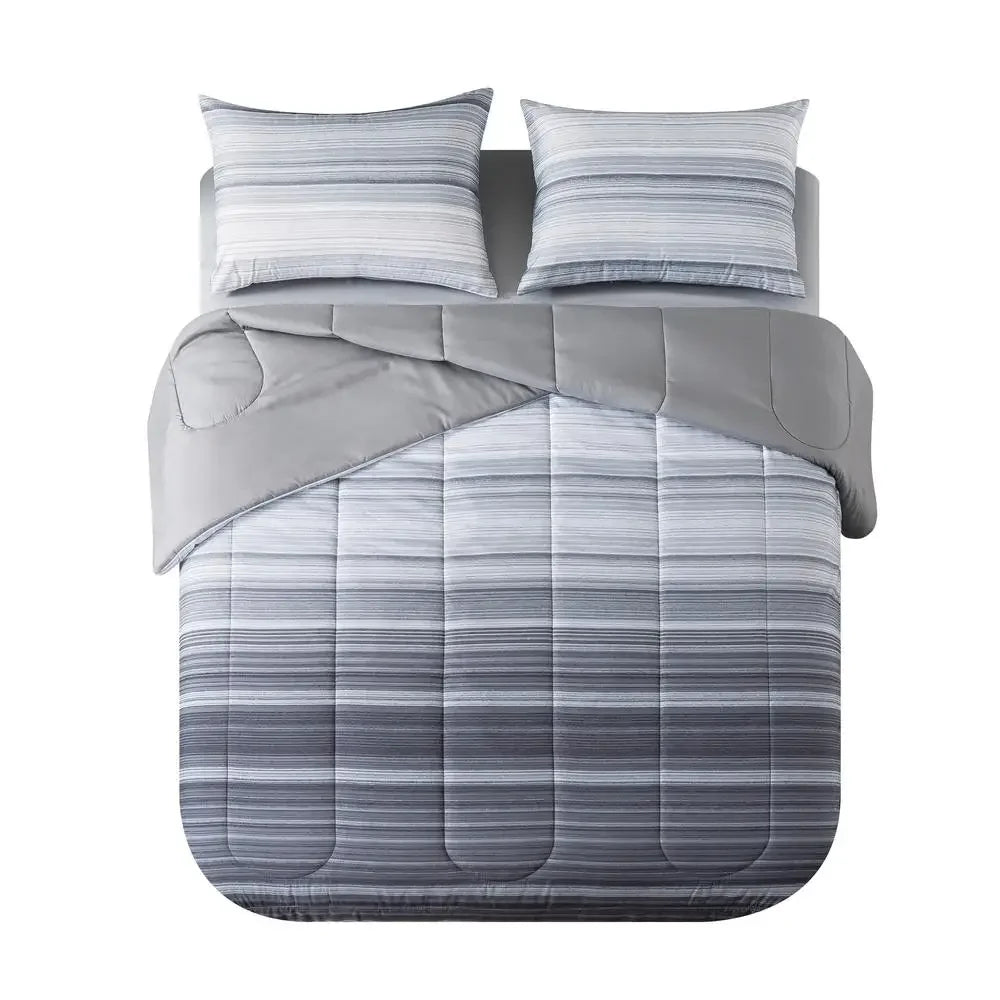 Grey Ombre Stripe Comforter Set