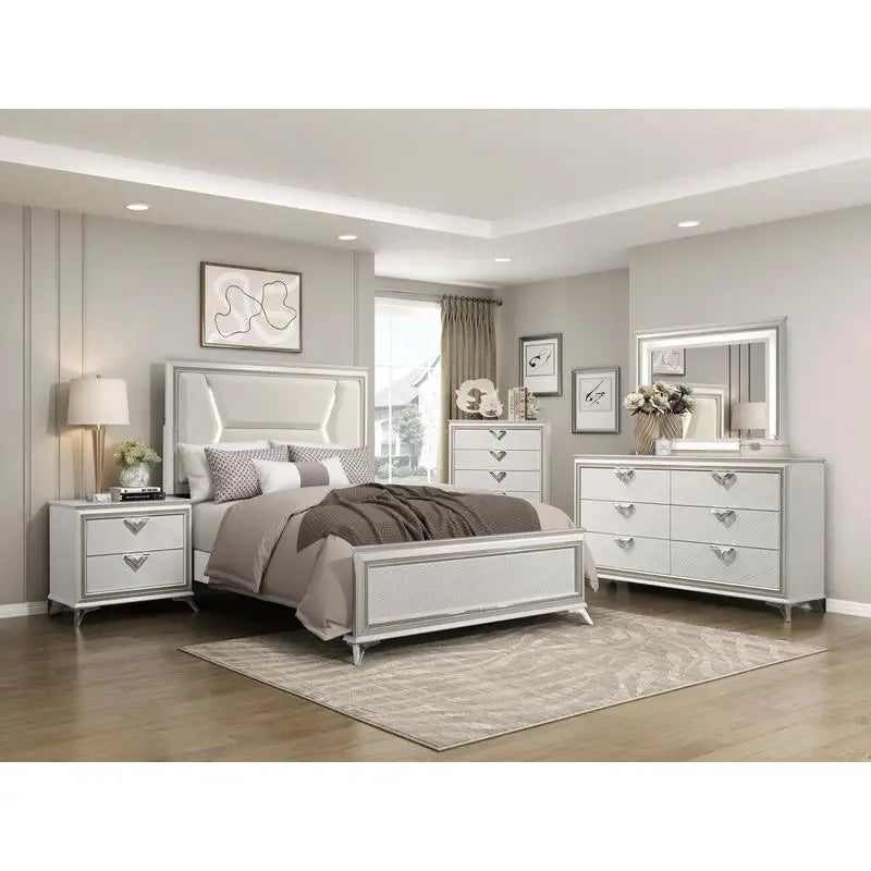 Modern Luxury - Antique White Finish for Elegant Bedroom
