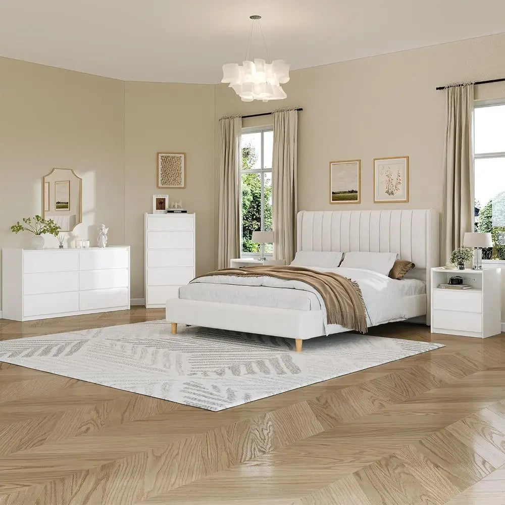 Bedroom Furniture Set with 2 Nightstands and Charging Station