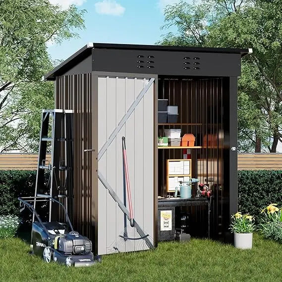 Outdoor Storage Metal Shed with Lockable Doors Tool