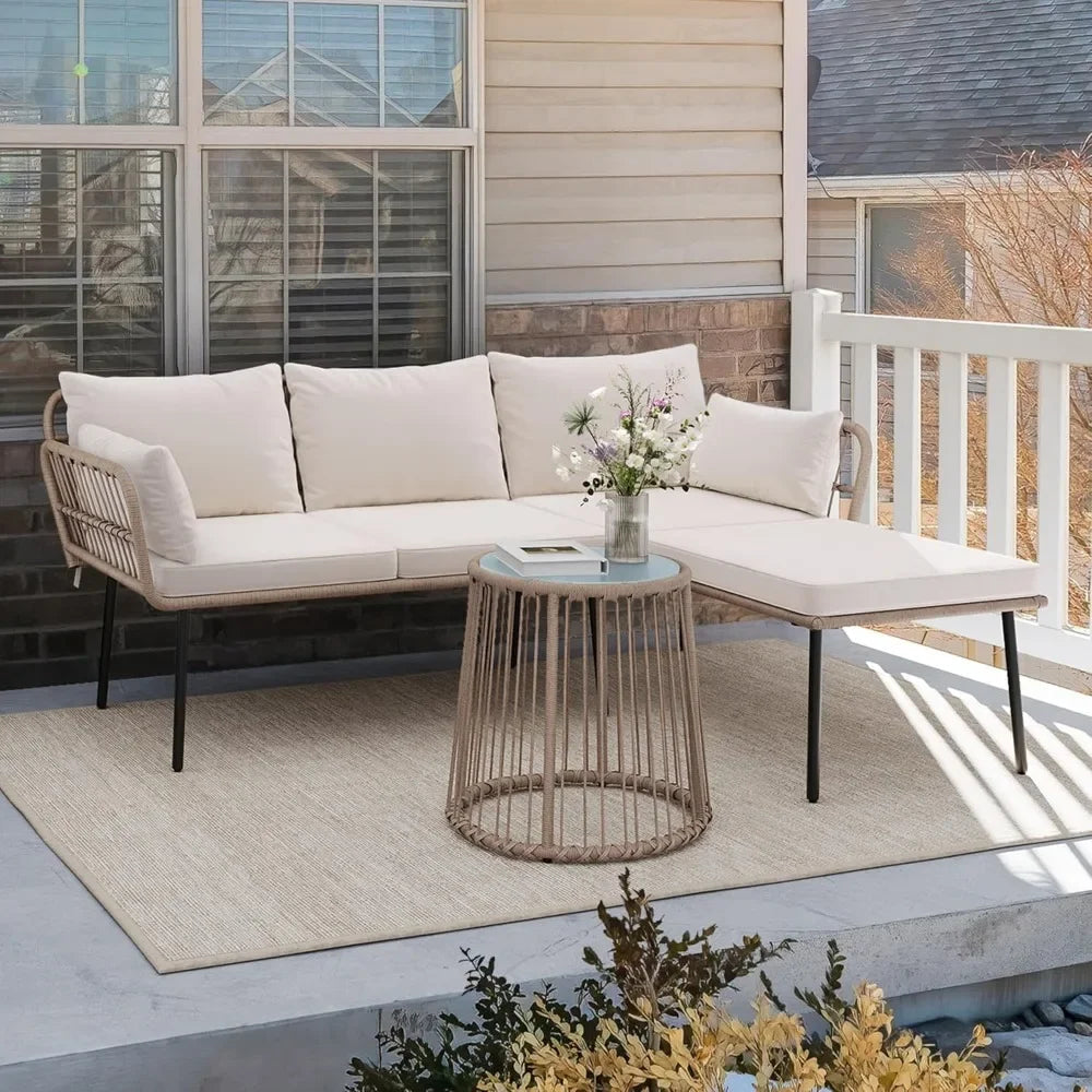 Patio Furniture Set with Removable Cushions and a Coffee Table