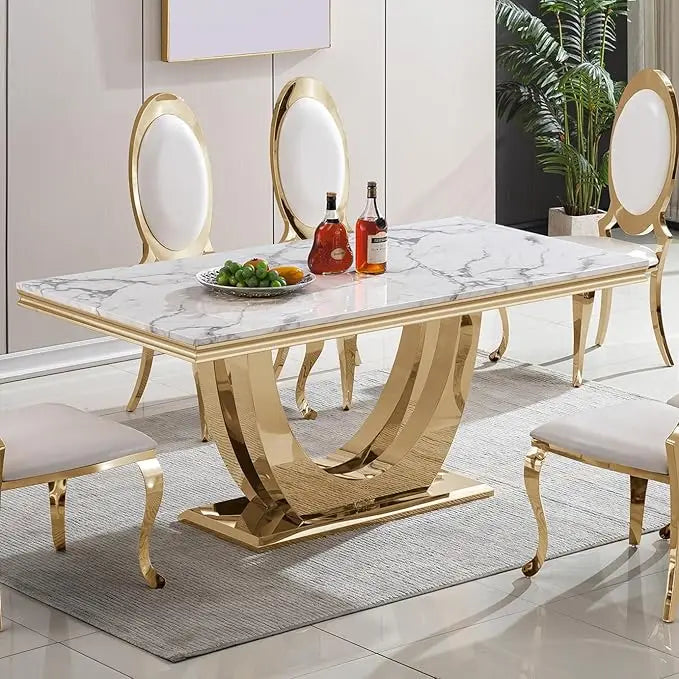 Modern Rectangular Tempered Glass Dining Table