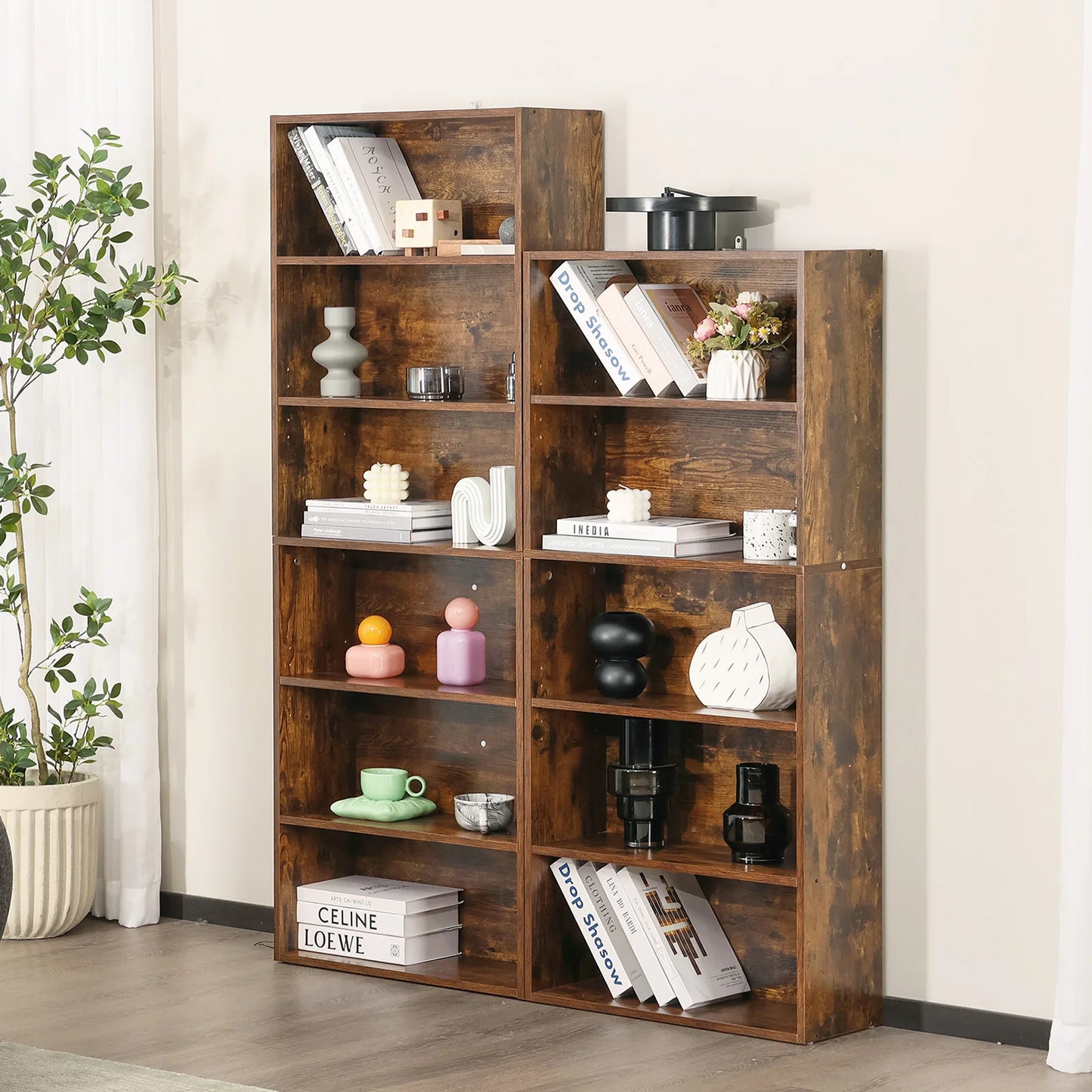 Tall Wooden Shelf Bookcase