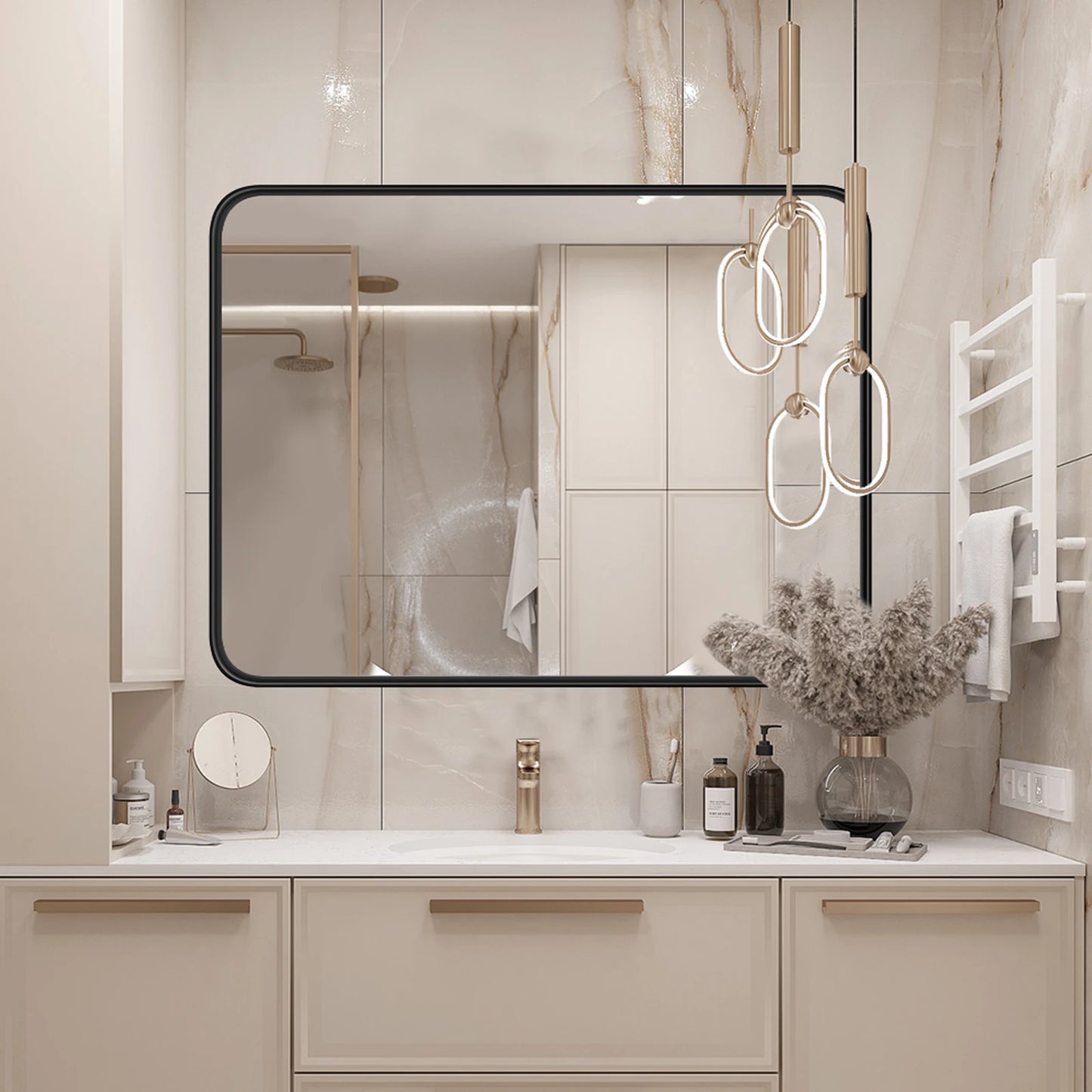 Vanity Rectangle Rounded Corner Tempered Glass