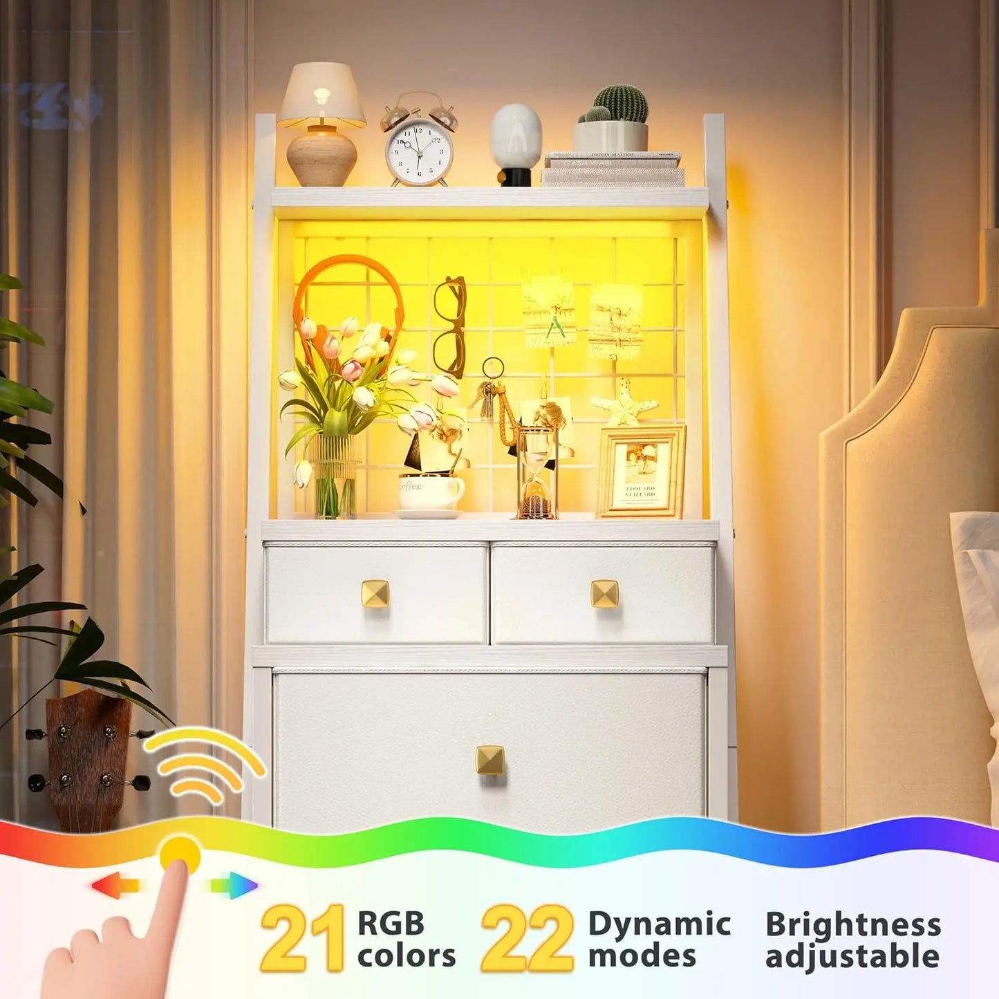 Vertical Dresser for Bedroom with LED Lights