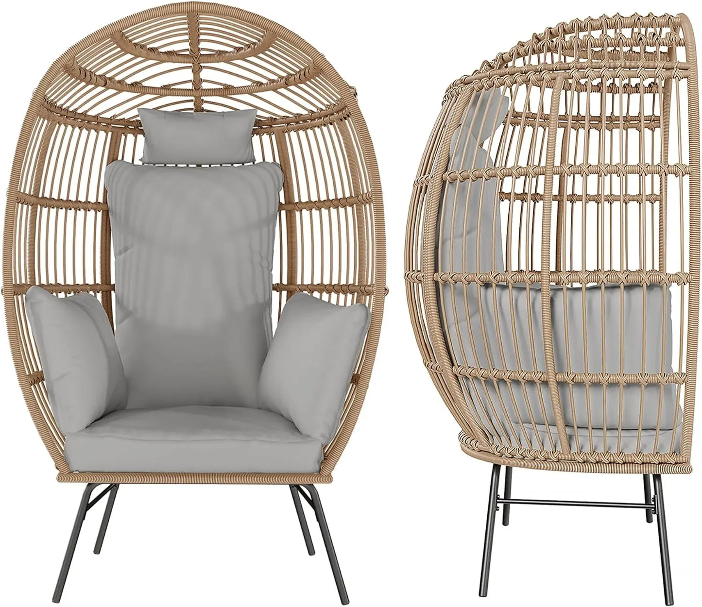 Waterproof UV Resistant Wicker Egg Chair with Ottoman with Cushions