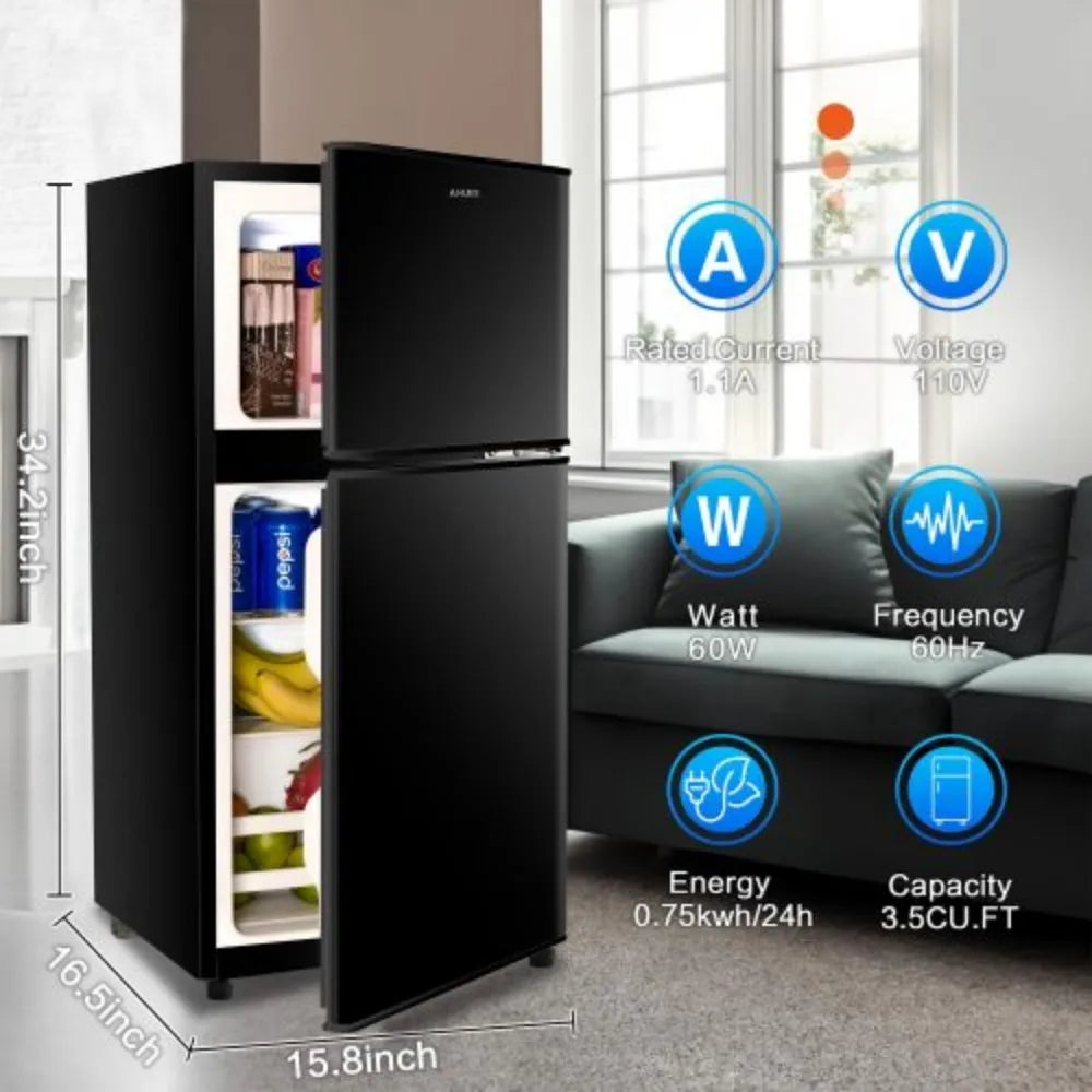Mini Small Fridge with Freezer with Removable Shelves