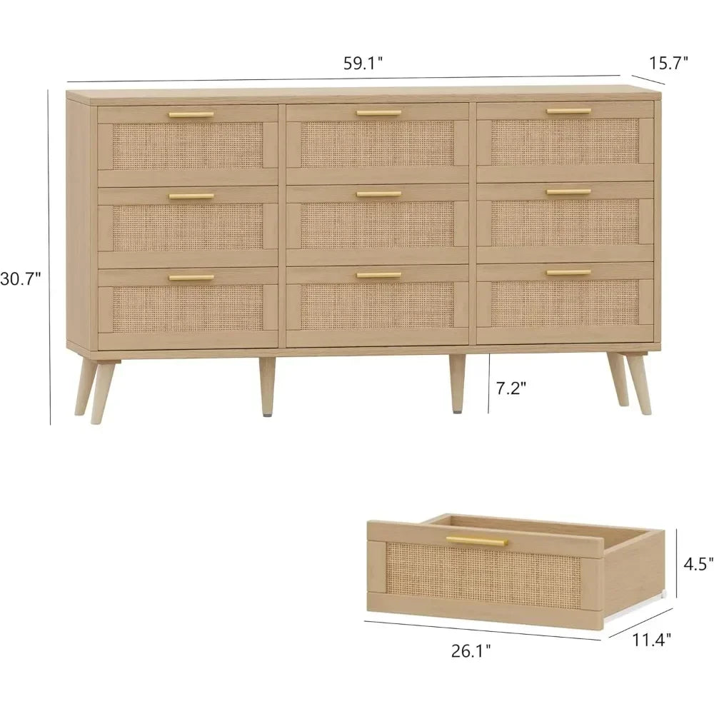 Modern Wooden Dresser Chest with Golden Handles for the Bedroom