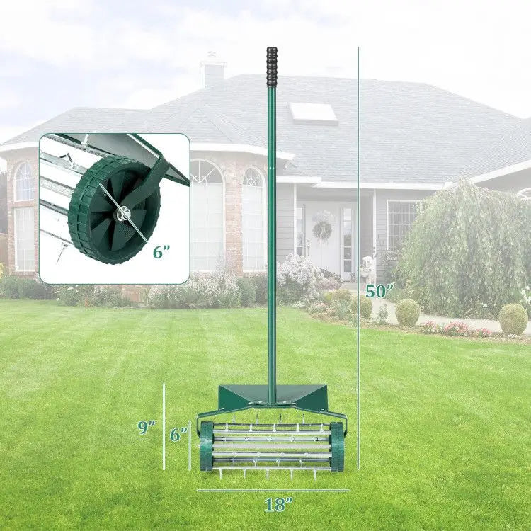Manual Lawn Aerator with Splash-Proof Fender
