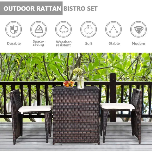 Cushioned Outdoor Wicker Patio Set