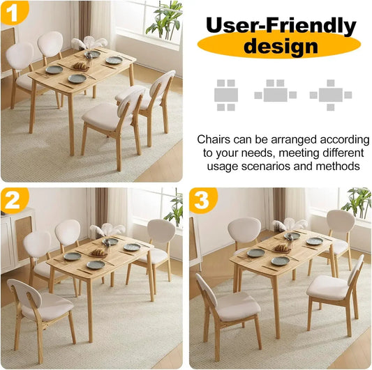 Compact Mid-Century Modern Wood Dining Table Set for Small Apartments or Condos
