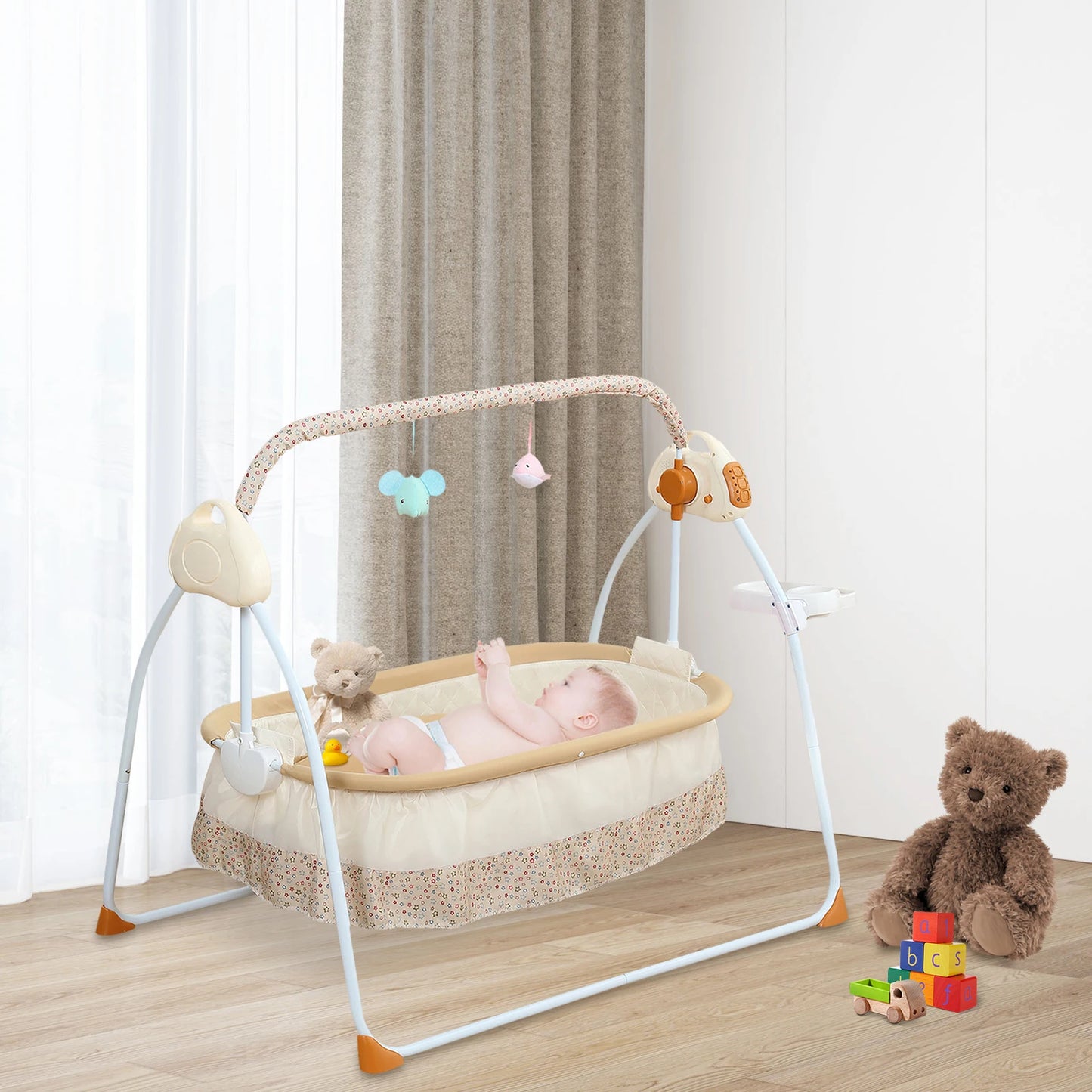 Foldable Electric Baby Cradle w/Rocking Bassinet
